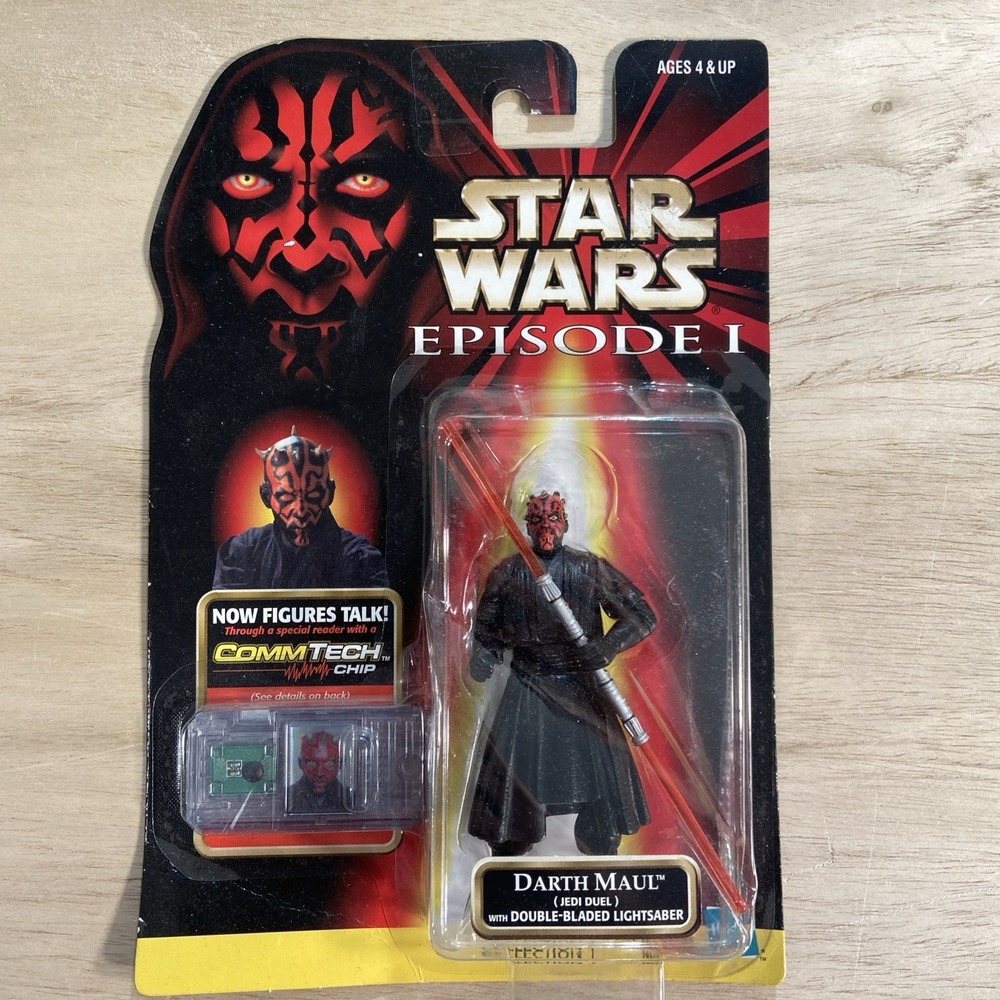Star Wars Episode 1 Talking RARE Black Vest  Darth Maul Double Bladed Lightsaber